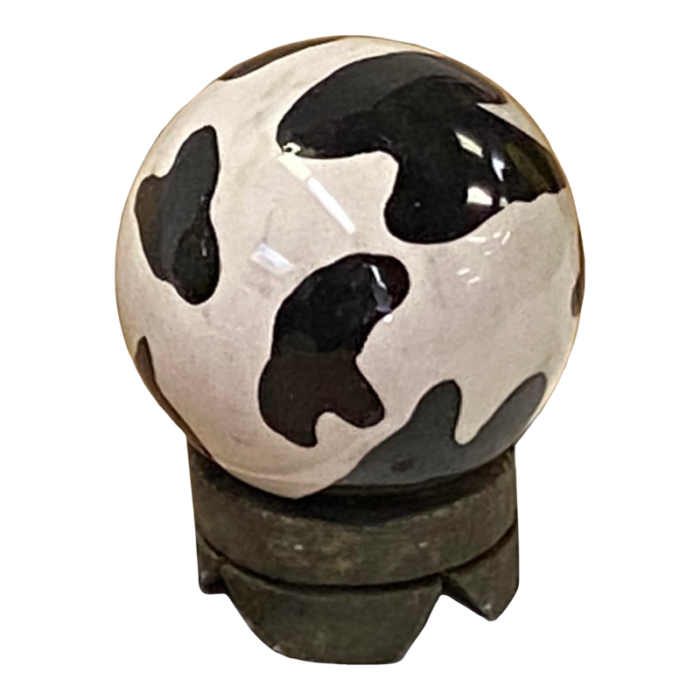 black white mix color abstract pattern porcelain round ball display art 0807