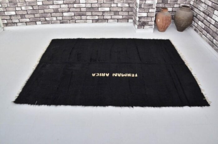 black wool rug 1960s 1646