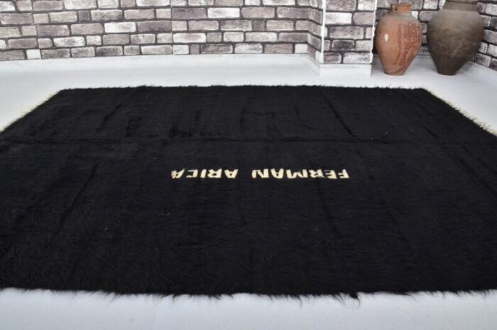 black wool rug 1960s 3925