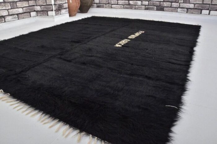 black wool rug 1960s 6148