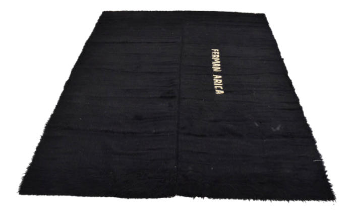 black wool rug 1960s 8722