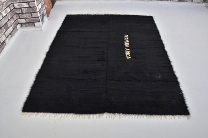 black wool rug 1960s 9579