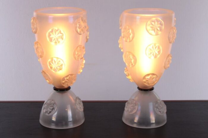 blown murano glass table lamps by barovier and toso 1950s set of 2 2