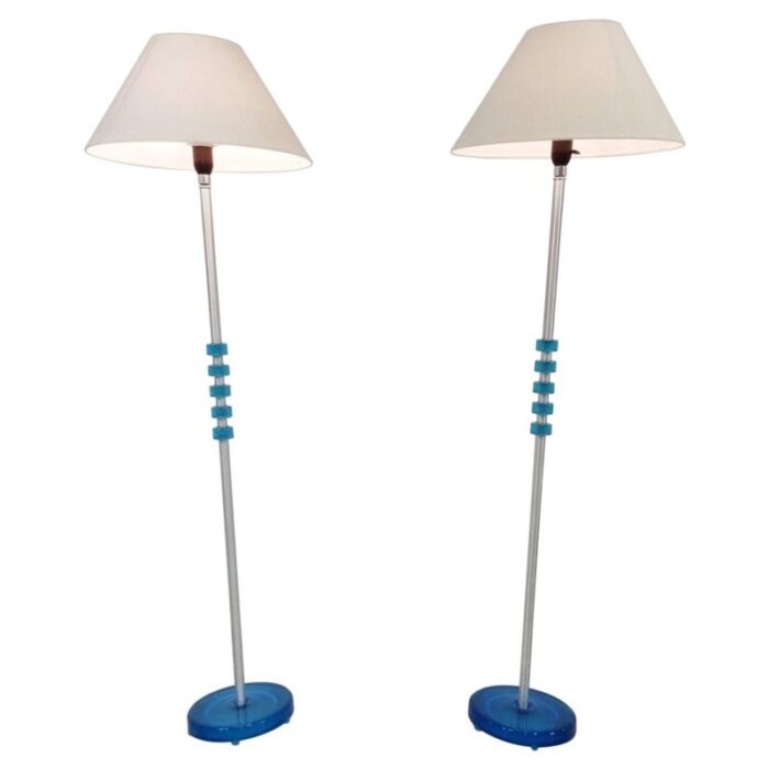 blue glass floor lamps by carl fagerlund for orrefors set of 2 1960s 1