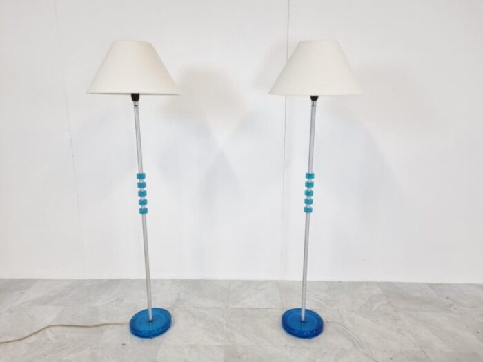 blue glass floor lamps by carl fagerlund for orrefors set of 2 1960s 10