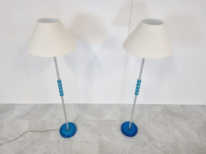 blue glass floor lamps by carl fagerlund for orrefors set of 2 1960s 11