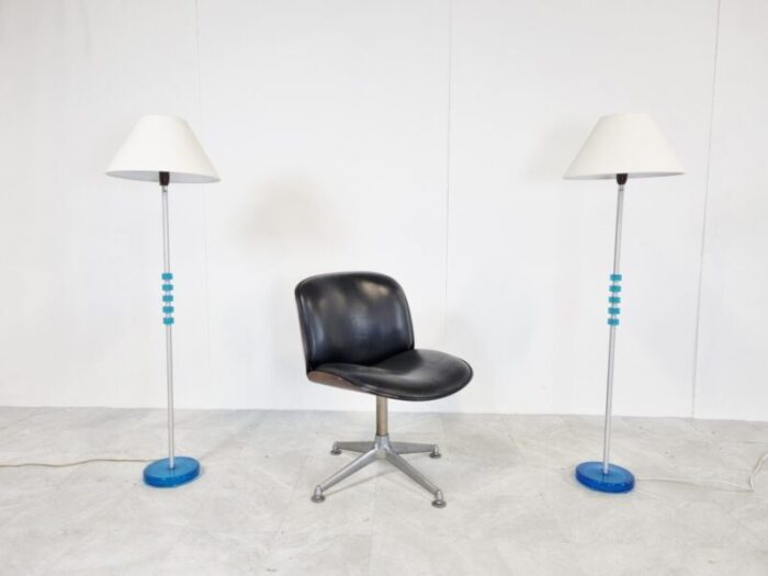 blue glass floor lamps by carl fagerlund for orrefors set of 2 1960s 2