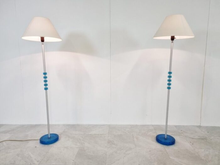 blue glass floor lamps by carl fagerlund for orrefors set of 2 1960s 3