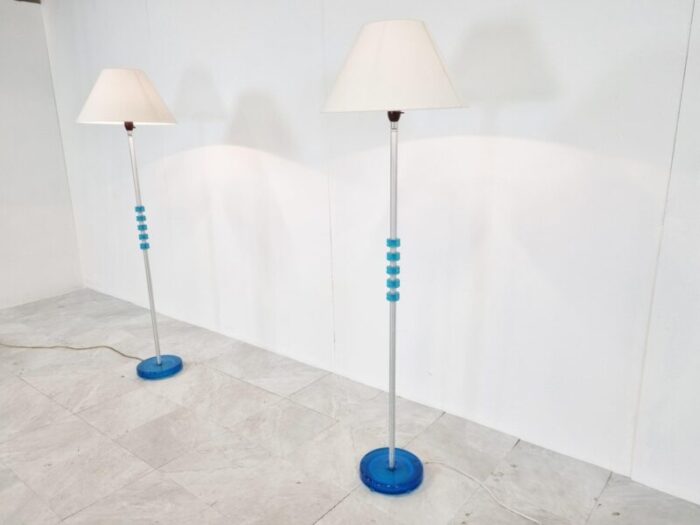 blue glass floor lamps by carl fagerlund for orrefors set of 2 1960s 4