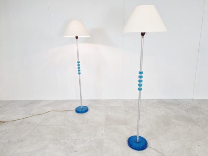 blue glass floor lamps by carl fagerlund for orrefors set of 2 1960s 7