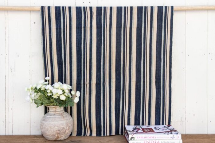 blue stripe african mud cloth 8584