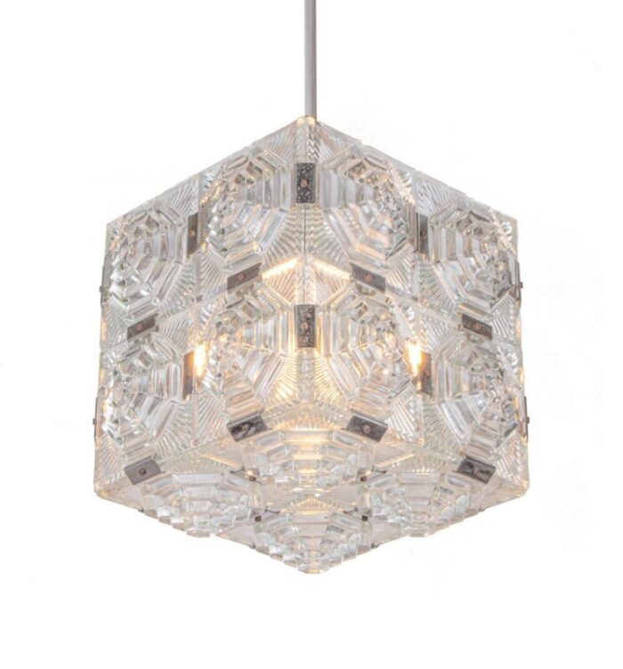 bohemian glass cube ceiling light by stone shenows 1960s 10