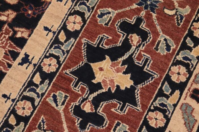 bohemien ziegler blue brown hand knotted wool rug 82 x 99 6252