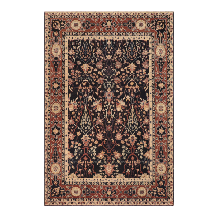 bohemien ziegler blue brown hand knotted wool rug 82 x 99 7277