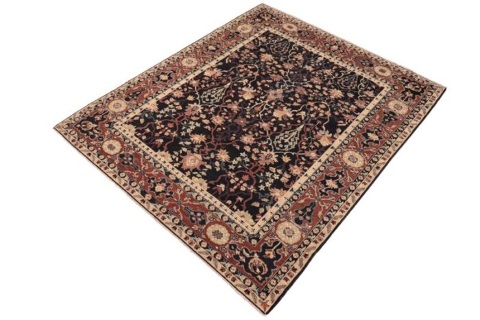 bohemien ziegler blue brown hand knotted wool rug 82 x 99 8086