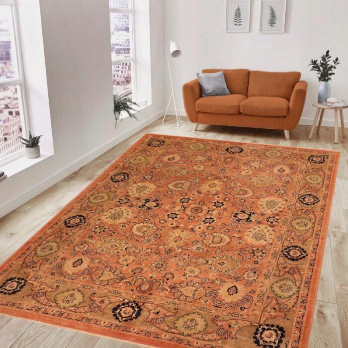 bohemien ziegler rust brown hand knotted wool rug 84 x 911 6156