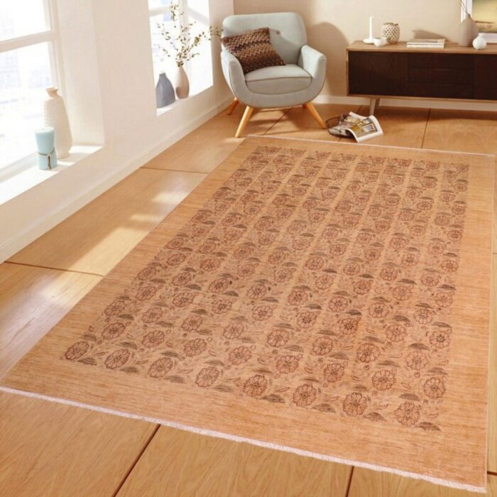 bohemien ziegler tan gold hand knotted wool rug 81 x 100 0831