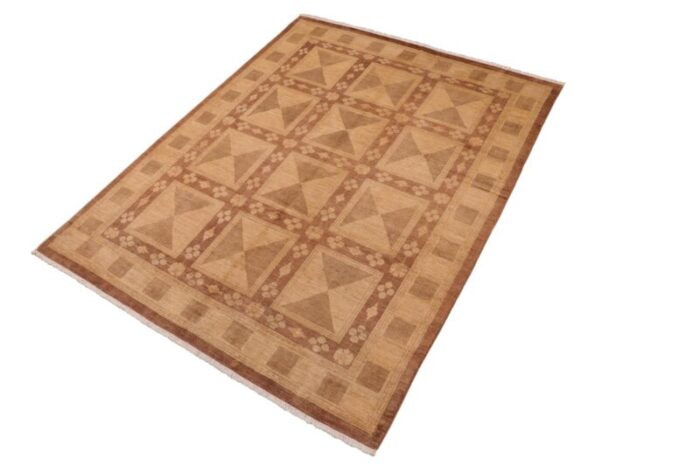 boho chic ziegler beige brown hand knotted wool rug 710 x 99 0116