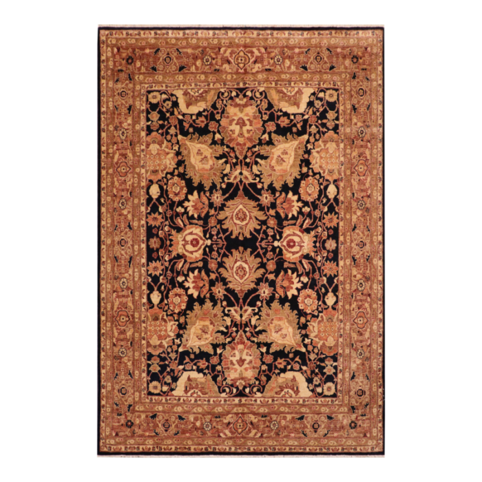 boho chic ziegler blue brown hand knotted wool rug 81 x 100 1243