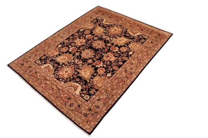 boho chic ziegler blue brown hand knotted wool rug 81 x 100 7320