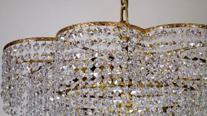 brass and crystal chandelier from palwa 1960s 1464