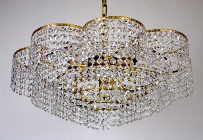 brass and crystal chandelier from palwa 1960s 1863