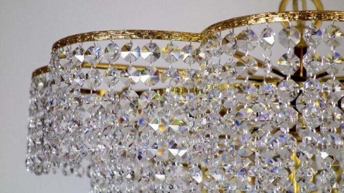 brass and crystal chandelier from palwa 1960s 1901