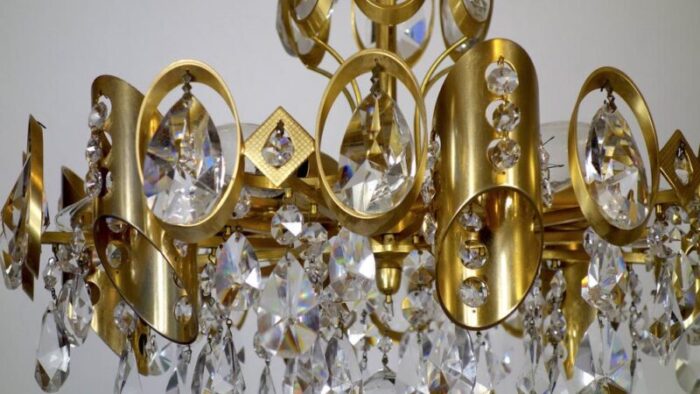 brass and crystal sciolari chandelier from palwa 1960s 1689