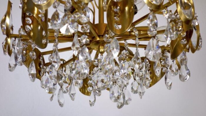 brass and crystal sciolari chandelier from palwa 1960s 5679