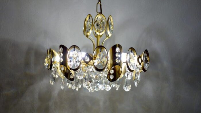 brass and crystal sciolari chandelier from palwa 1960s 6034