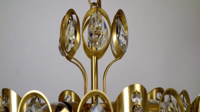 brass and crystal sciolari chandelier from palwa 1960s 8349