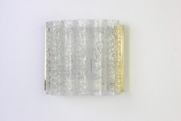 brass and ice glass wall sconces by doria germany 1960s 2