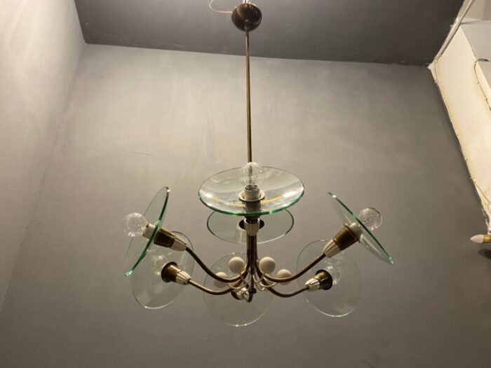 brass glass chandelier by pietro chiesa for fontana arte 1940s 2