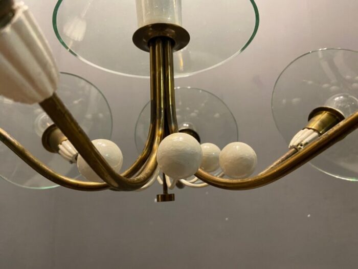 brass glass chandelier by pietro chiesa for fontana arte 1940s 3