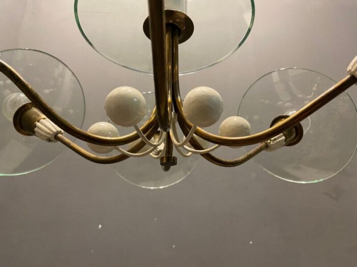 brass glass chandelier by pietro chiesa for fontana arte 1940s 6