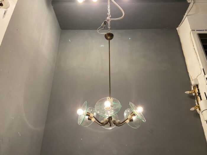 brass glass chandelier by pietro chiesa for fontana arte 1940s 8