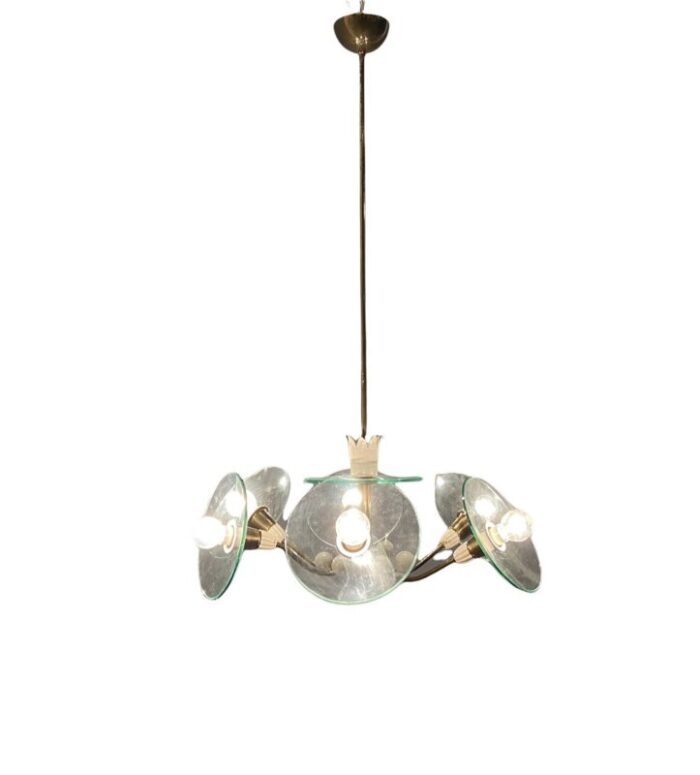 brass glass chandelier by pietro chiesa for fontana arte 1940s 9