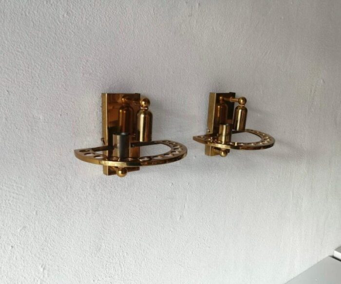 brass sconces 1950s set of 2 2