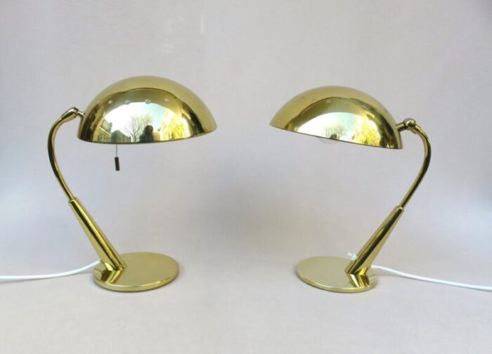 brass table lamps from hillebrand lighting 1960s set of 2 1