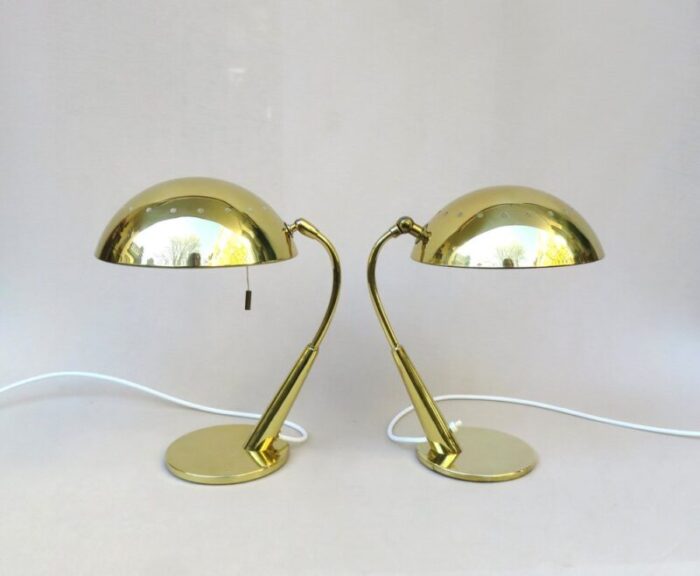 brass table lamps from hillebrand lighting 1960s set of 2 2