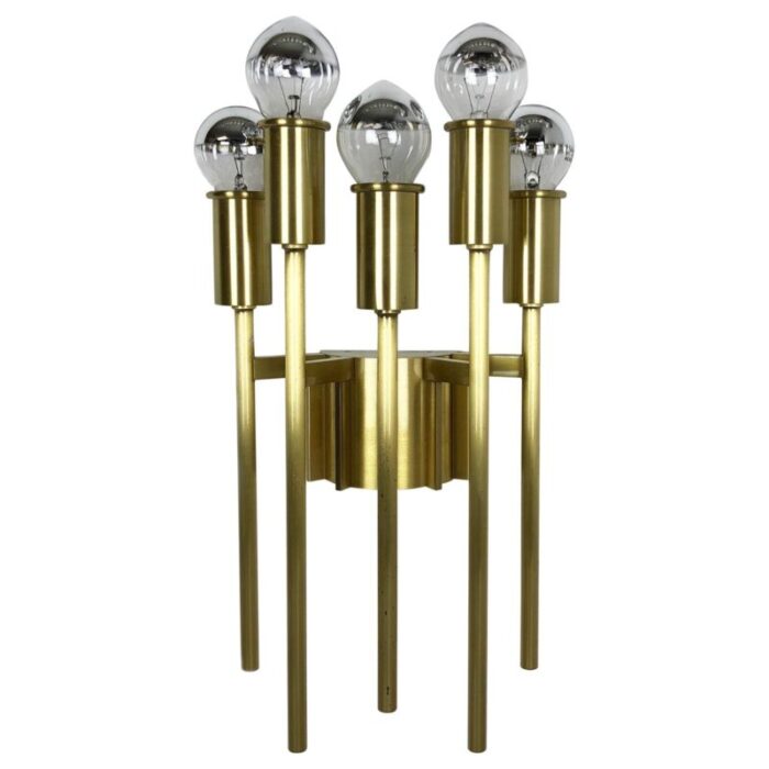 brass theatre wall ceiling light in the style of stilnovo italy 1970s 1