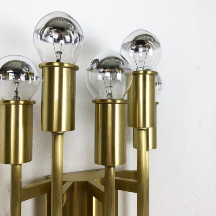 brass theatre wall ceiling light in the style of stilnovo italy 1970s 10