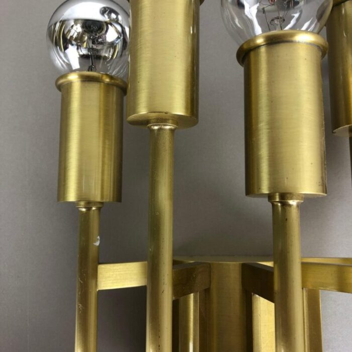 brass theatre wall ceiling light in the style of stilnovo italy 1970s 13