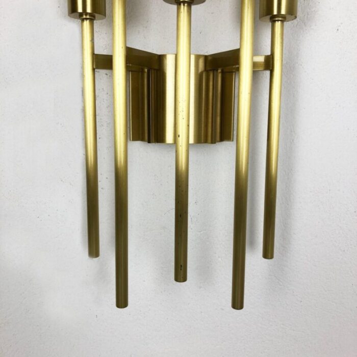 brass theatre wall ceiling light in the style of stilnovo italy 1970s 5