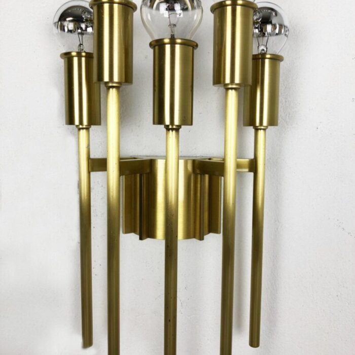 brass theatre wall ceiling light in the style of stilnovo italy 1970s 6