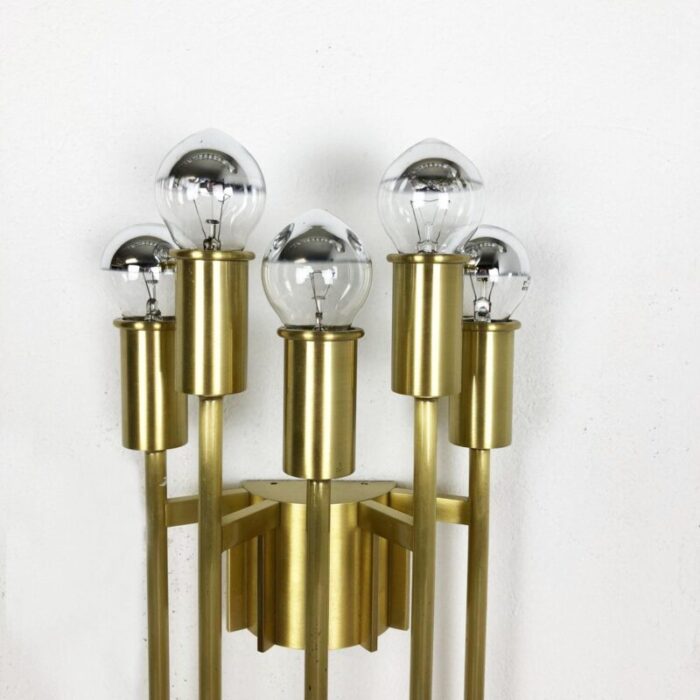 brass theatre wall ceiling light in the style of stilnovo italy 1970s 7