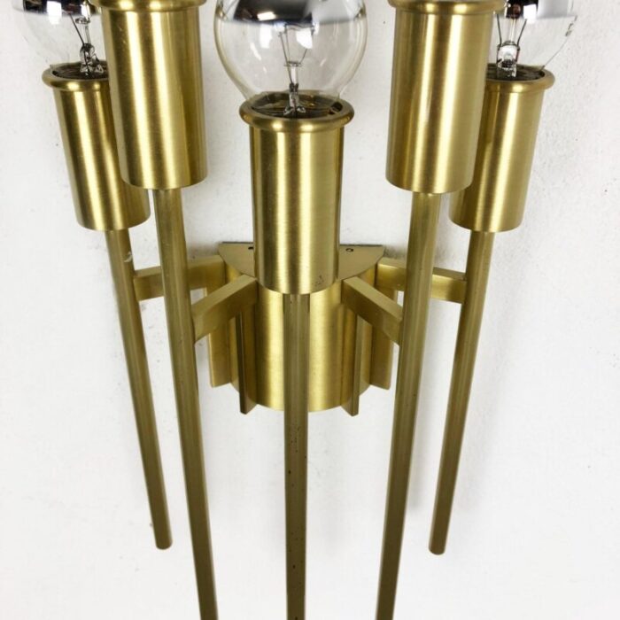 brass theatre wall ceiling light in the style of stilnovo italy 1970s 8