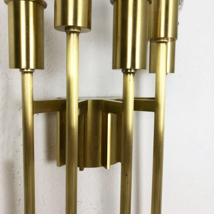 brass theatre wall ceiling light in the style of stilnovo italy 1970s 9