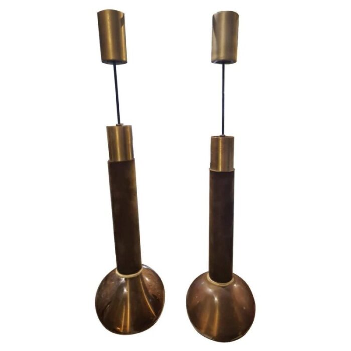 brass wood lights from stilux italy set of 2 1