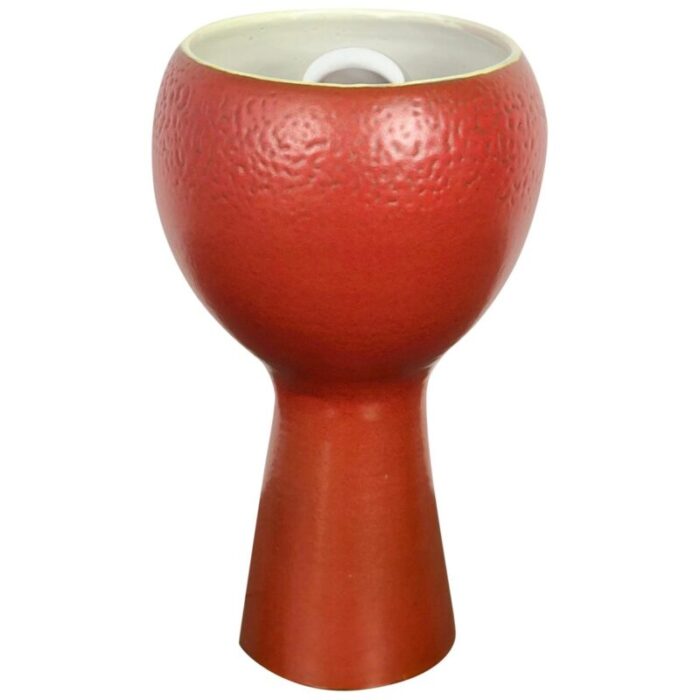 brick red ceramic table lamp italy 1960s 1